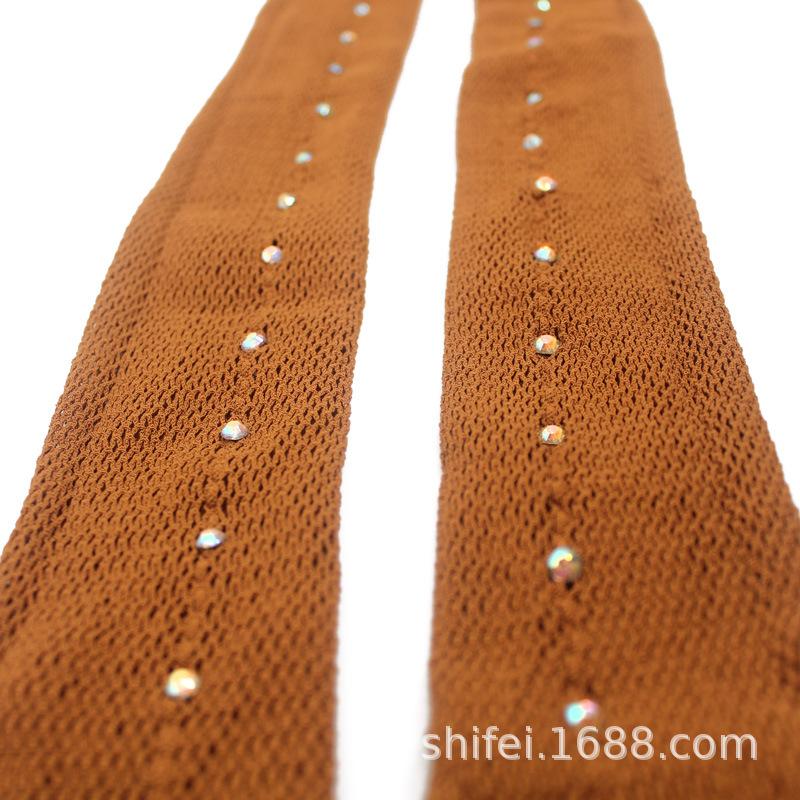 Popular Latin Dance Fishnet Tights In Caramel Color with Hard Mesh and Colorful Rhinestones for Women