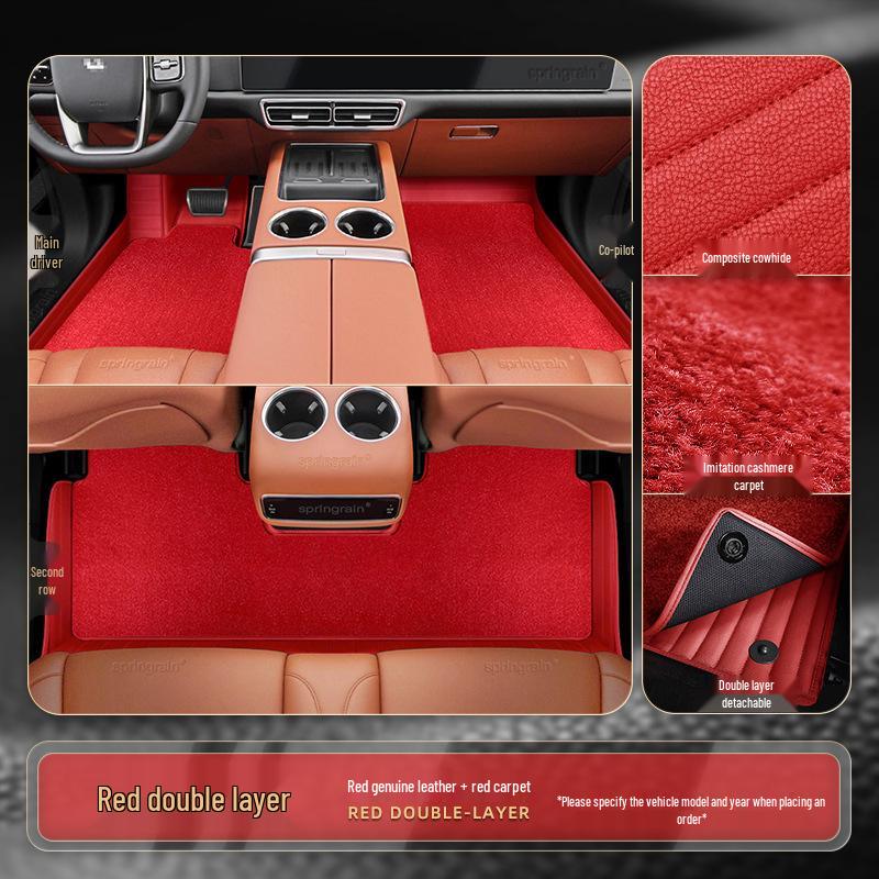 Ideal L7/8/9/ONE Genuine Leather Double-Layer Floor Mats for Six-Seven Seaters