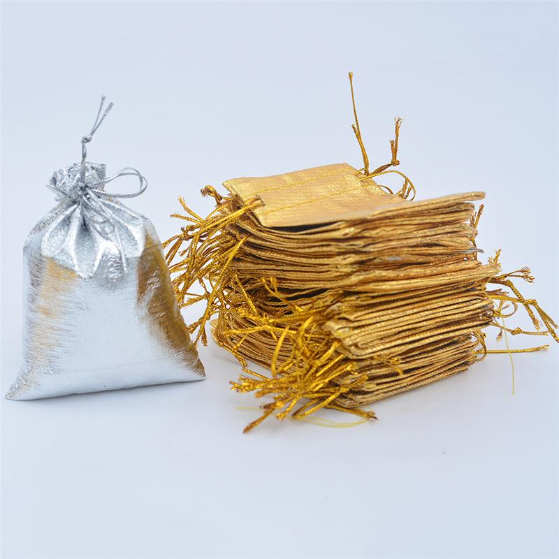 10 Sizes Gold Silver Color Organza Bag Jewelry Packaging Bag Wedding Party Favour Candy Bags Favor Pouches Drawstring Gift Bags