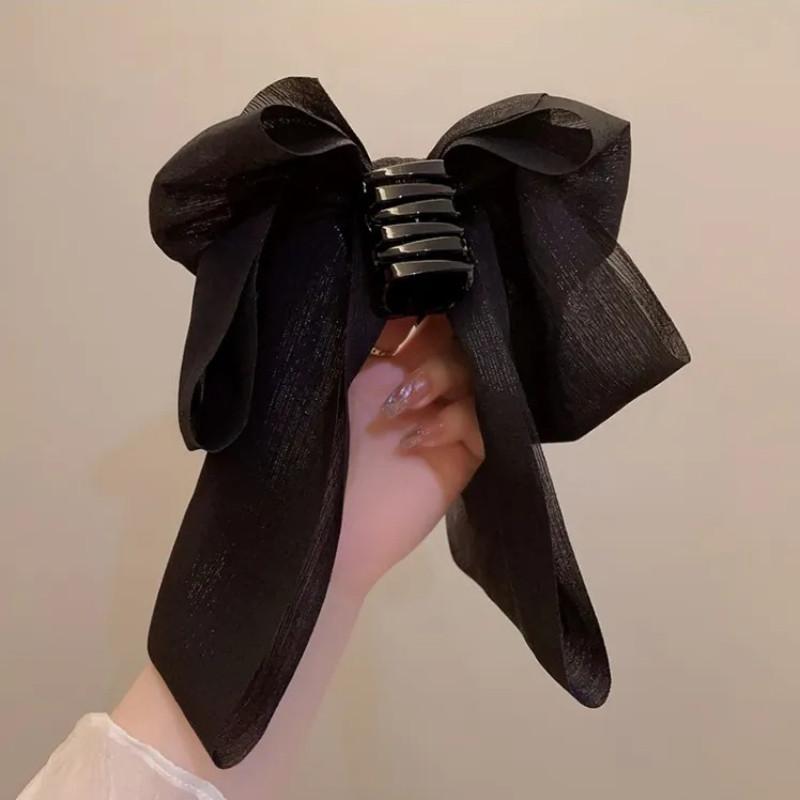 Large Bow Mesh Hair Claw Clips Hairpin Women Temperament Elegant Princess Hairpin Fashion Grab Clip Women Hair Accessories