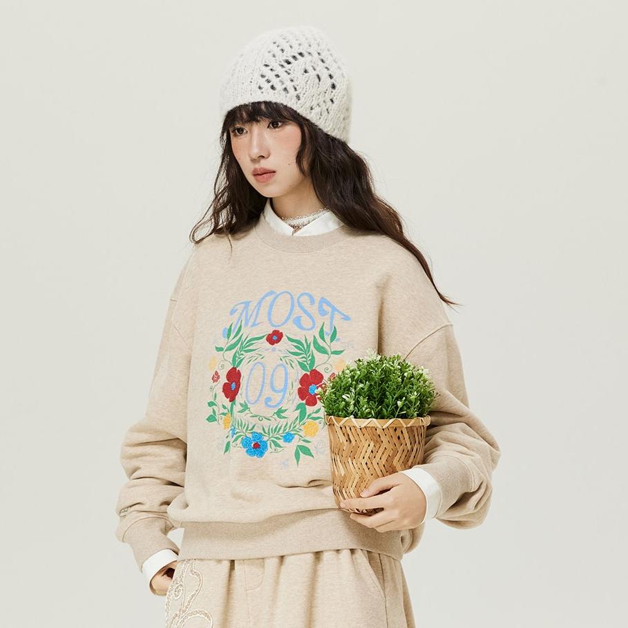 Dimanaf New 2025 Women Embroidery Flower Hoodies & Sweatshirts Print Full Sleeve Autumn Basic Tops T-Shirt New Pullover