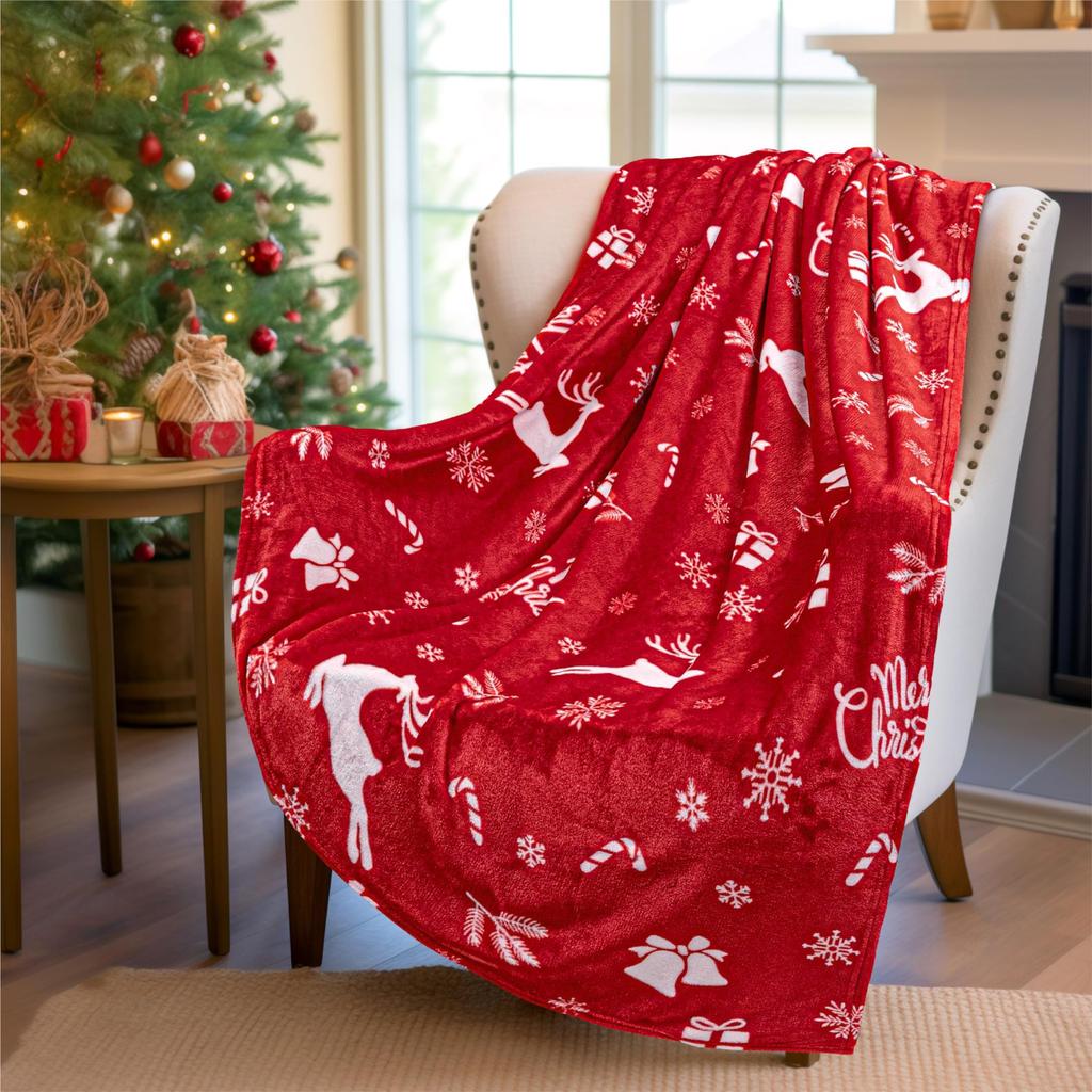 Cute Snowman Pattern Blanket Flannel Soft Comfortable Home Blanket Warm Blanket Birthday Gift
