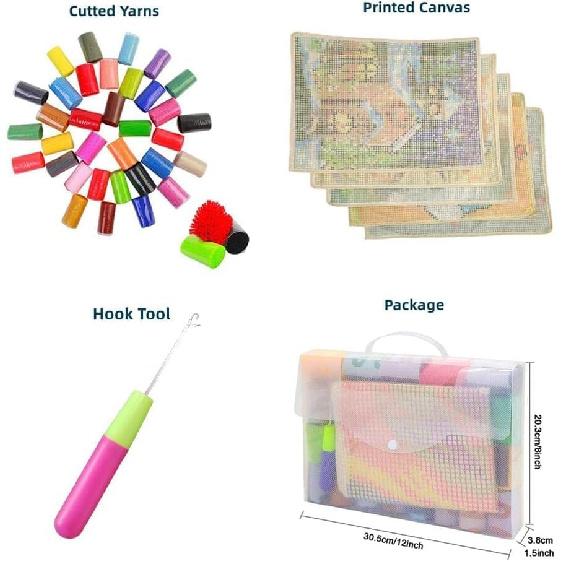 Fox Latch Hook Kits Rug DIY Cushion Tapestry Making Crochet Hook Mat Making Kits Color Preprinted Pattern Canvas DIY Carpet Needlework Crochet Kits