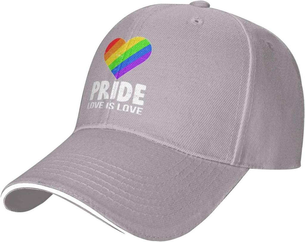Rainbow Heart Pride LGBT Adjustable Baseball Cap Casual Polyester Baseball Hat Unisex