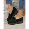 Leopard Wedge Loafers Women's New Suede Plus-size Platform Shoes for Autumn 2025