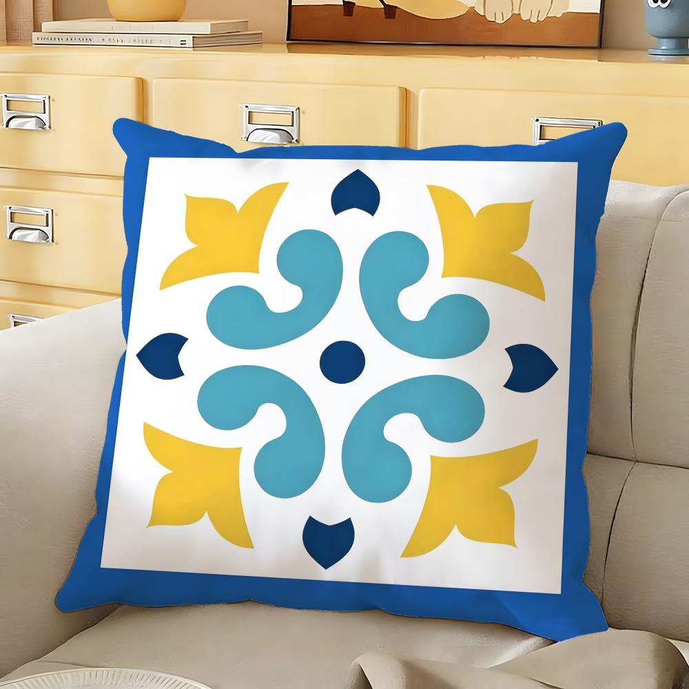Exotic Portuguese Pattern Cushion Cover Soft Durable Reversible Pillow Cover Home  Car MultiScene Daily Comfort Pillowcase