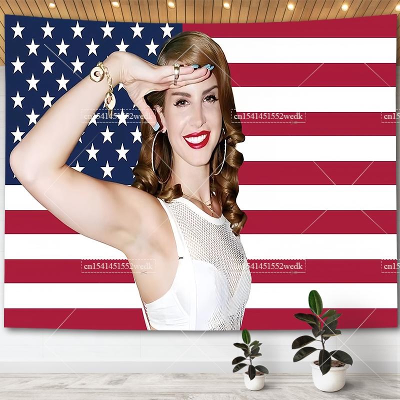 Lana Del Rey Flagge Wandteppich Wandbehang Religiöse Wandteppiche Raumdekoration Ästhetische Kunstposter Schlafsaal Dekoration Wandteppiche
