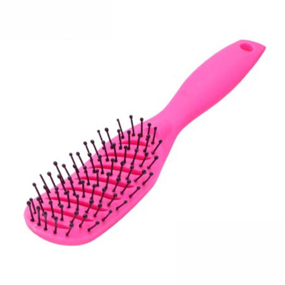 

Антистатическая расческа с изогнутыми зубьями, профессиональная распутывающая расческа для волос, салонная расческа с отверстиями для массажа розовый