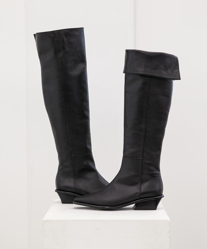 Twvp Collar Knee-High Boots 21F23Bk