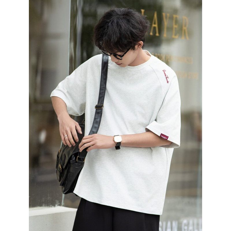 Wassup Summer Heavyweight Men's Short-Sleeve T-Shirt, Pure Cotton, Loose and Simple, Base Layer, Couple's Half-Sleeve Trendy Brand T-Shirt