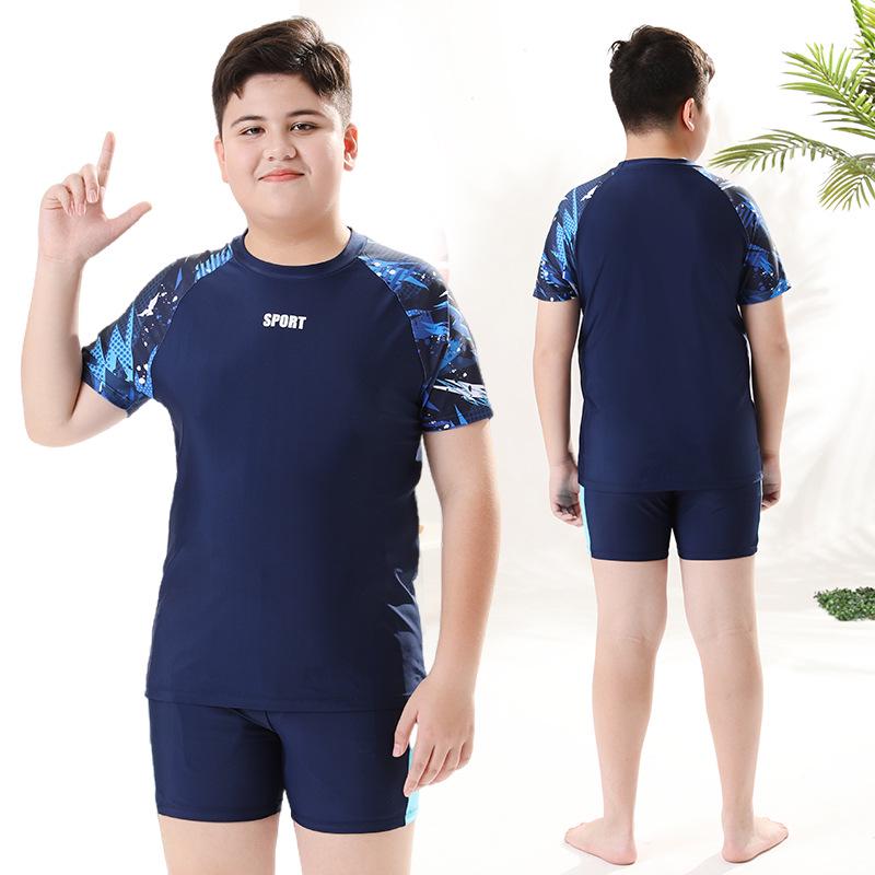 Boys' Two-Piece Swimsuit Set - 2025 Sun Protection Swimwear for Big Kids