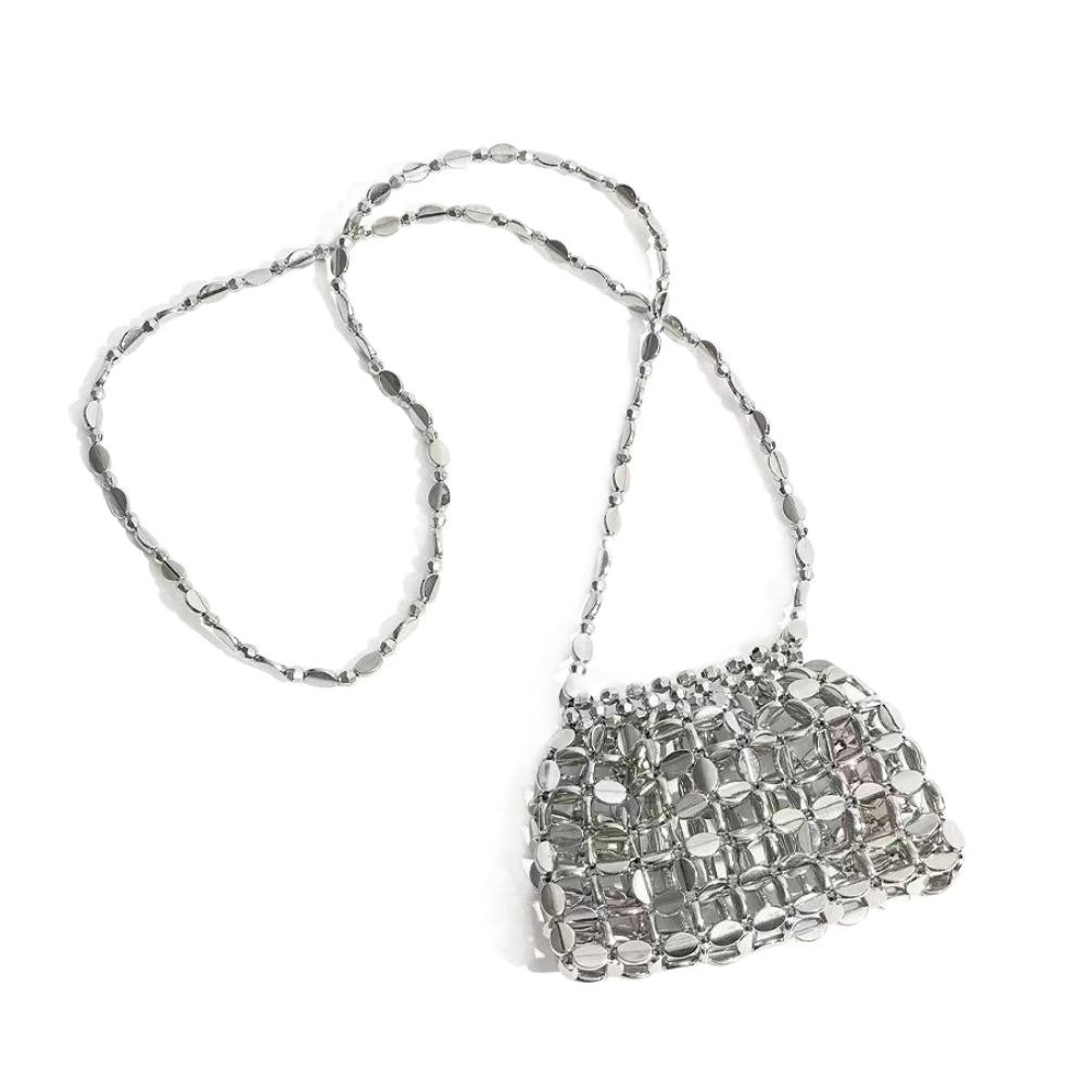 

Bohemian Style Sequin Shoulder Bag Acrylic Crossbody Bag Casual Bead Handbag Travel сірий