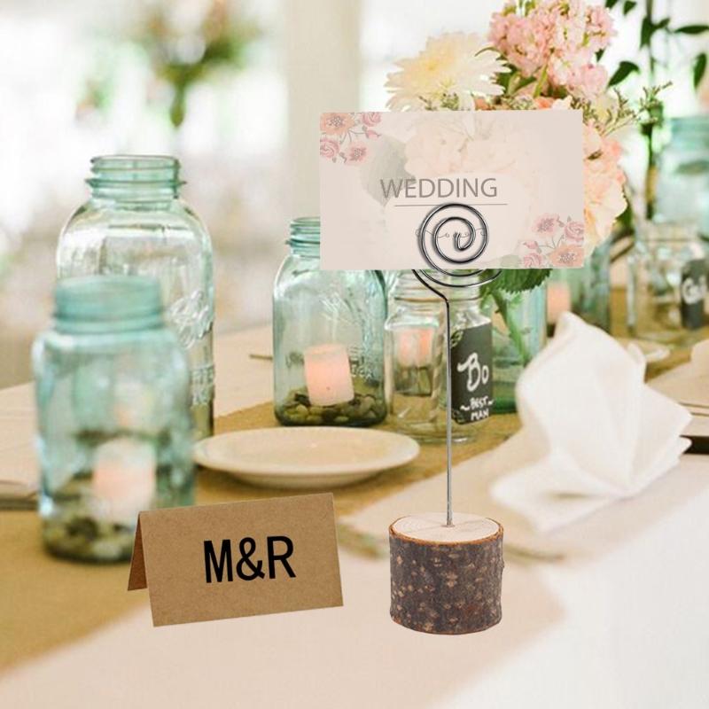 20Pcs Table Number Holders Wood Base Wedding Table Number Stands Picture Memos Note Photo Clip Holders for Weding Party
