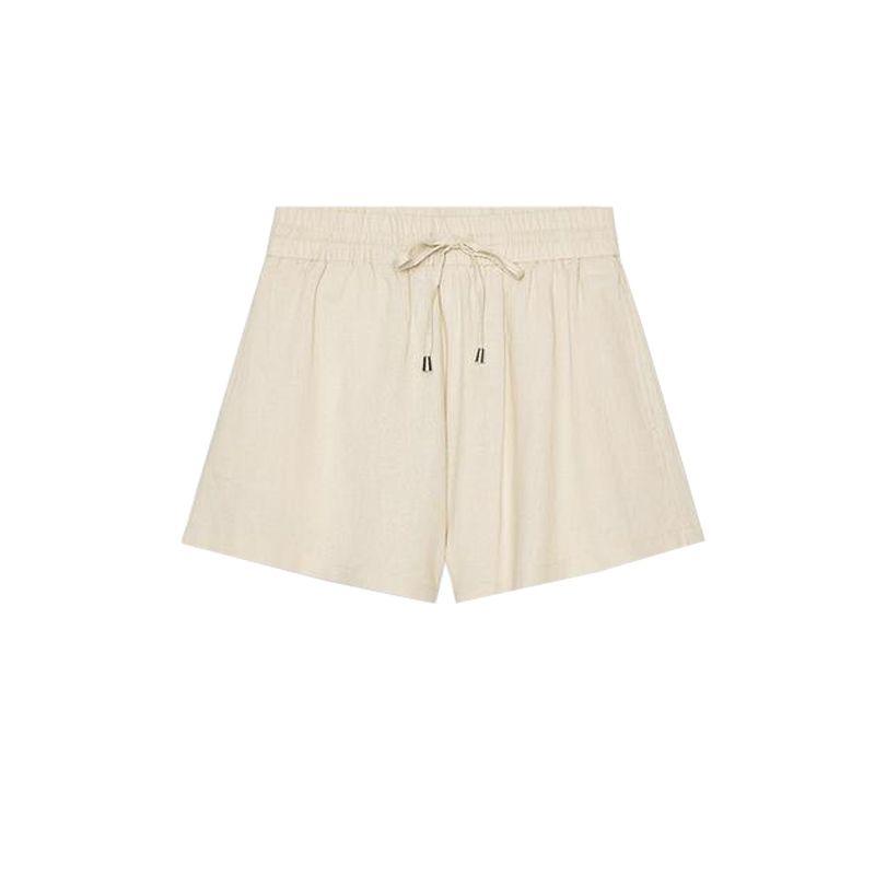 Summer New Product Women's Clothes Minimalist Style with Decorative Linen Blend High Waist Temperament Leisure Shorts 8073423