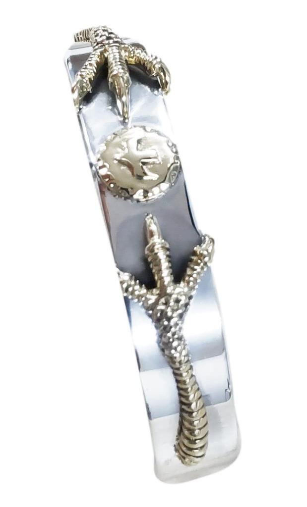 Silver 925 Bangle Bracelet for Men Eagle with Gold Metal and Double [cmy Select] (09 Claws)