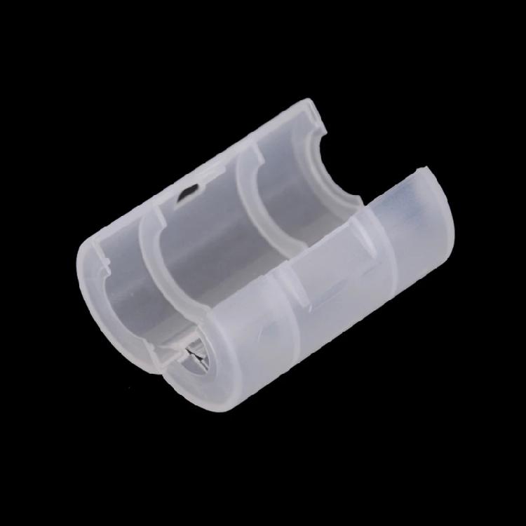 4Pcs Battery To Size C Battery Convert Plastic Clear Storage Holder