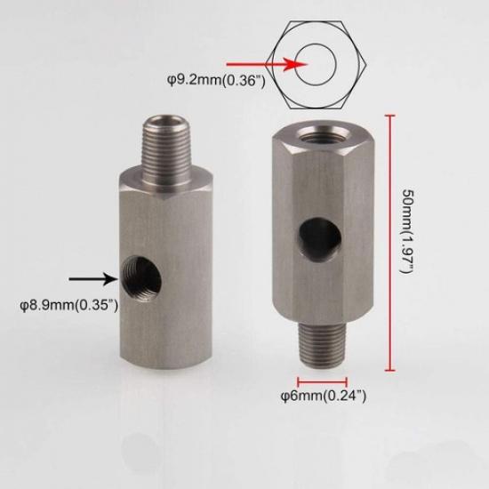 1/8 NPT Stainless Steel Oil Pressure Sensor Tee Fitting with Side Port