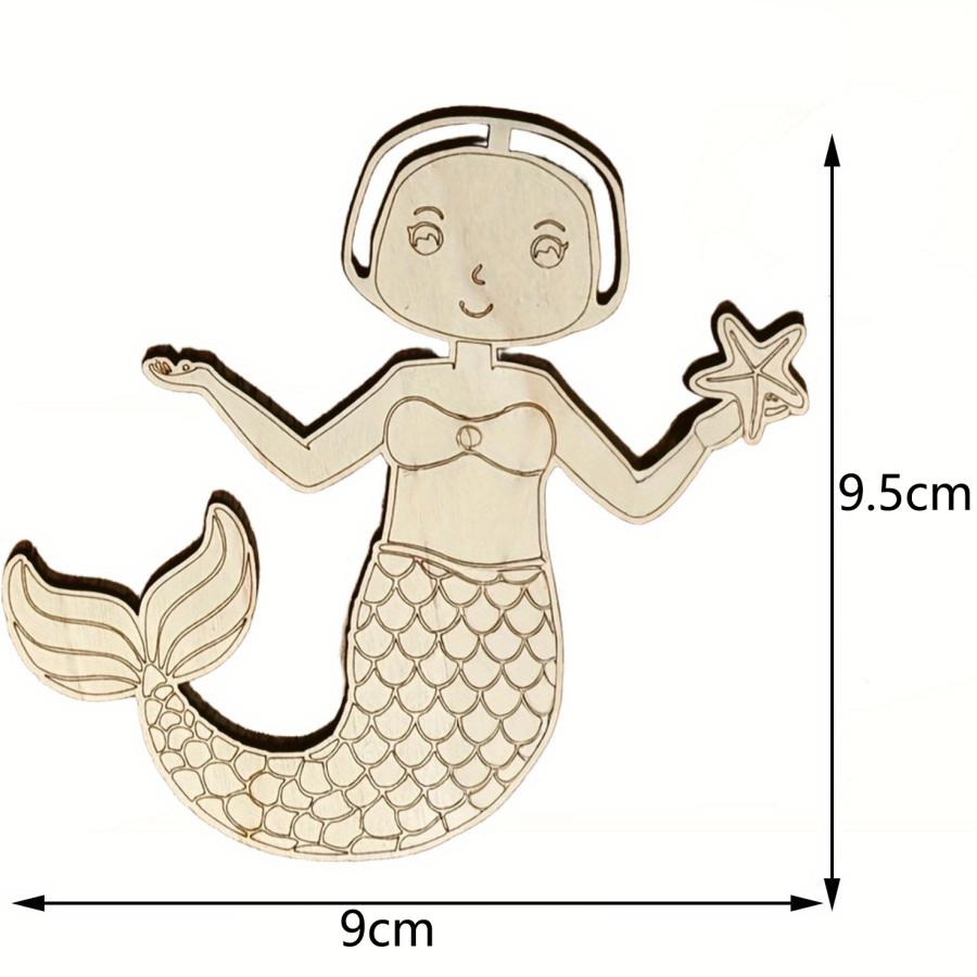 12pcs Mermaid Wooden Hanging Crafts Kit DIY Painting Birthday Coloring Set Ornament Knotting Gift Supplies