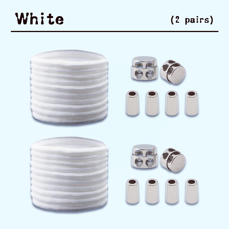 2Set Elastic Laces Sneakers Spring Lock Shoe Laces Without Ties Metal Buckle Laces Round No Tie Shoelaces Shoes Accessories