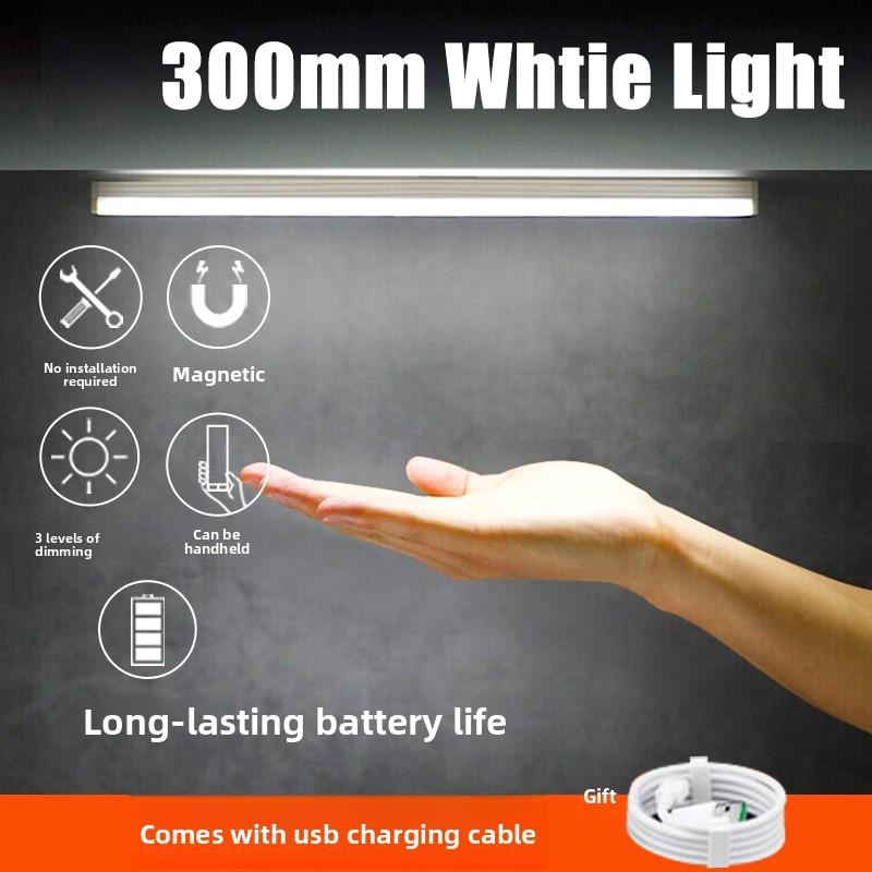 Motion Sensor LED Cabinet Light Bar Magnetic Under Cupboard Kitchen Lighting USB Rechargeable Night Light