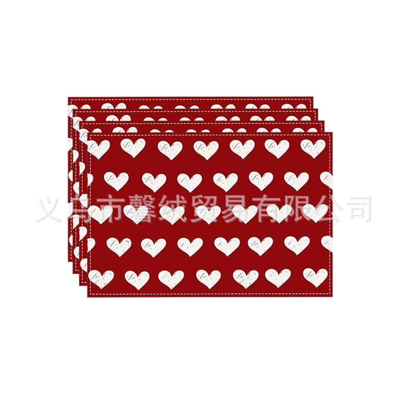 

Valentine s Day Pure Color Linen Tablecloth with Letter Print and Heat Insulation – Perfect for Festive Parties 30x45 cm