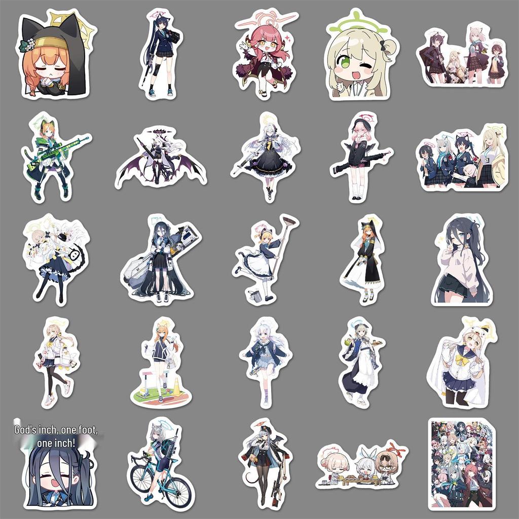 50 Game Blue Archive Stickers: Waterproof Cartoon Characters for Phone Cases