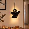 Outdoor Halloween Accessories Pumpkin Hanging Decor, Non-Woven Ghost Ornament with Light String, Spooky Holiday Decorations Door Wall Decor for