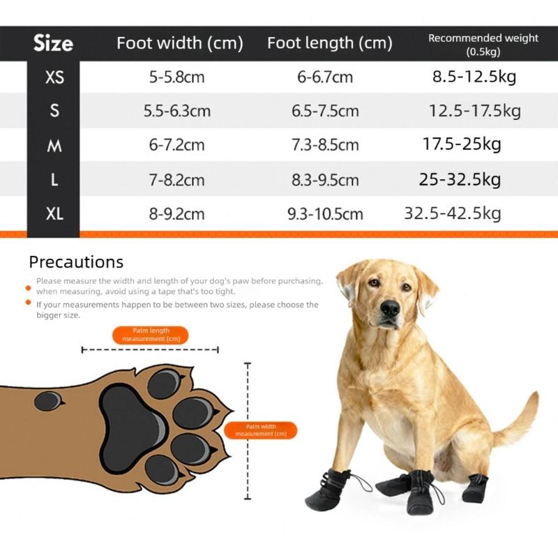 4PCS Dog Boot Water Resistant Antiskid Paws Protecting Comfortable For Big Dogs Various Weather Walking Hiking