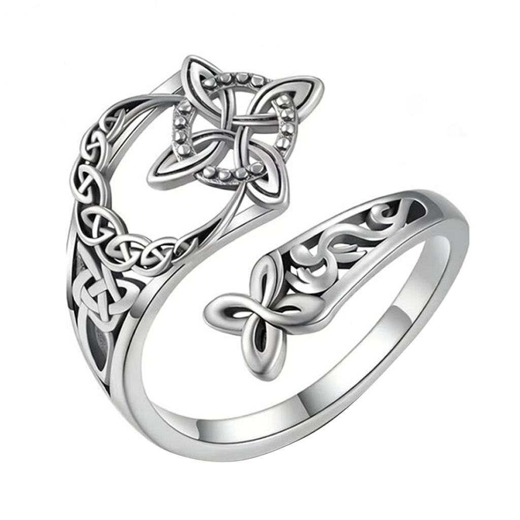 Women Witches Knot Ring Silver Color Adjustable Thumb Open Rings Irregular Geometric for Wife Girls Trendy Jewelry