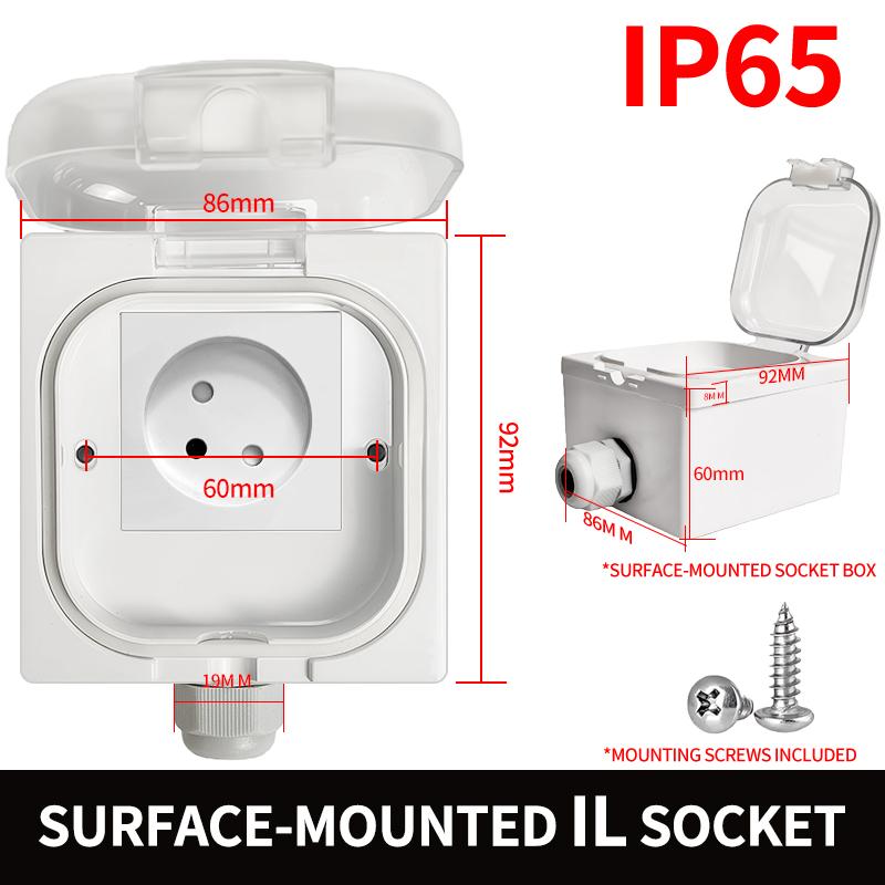 IP65 Waterproof Outdoor Electrical Box- Universal Mounting (Surface/Flush) Junction Box for Bathroom, Kitchen, Weatherproof DIY