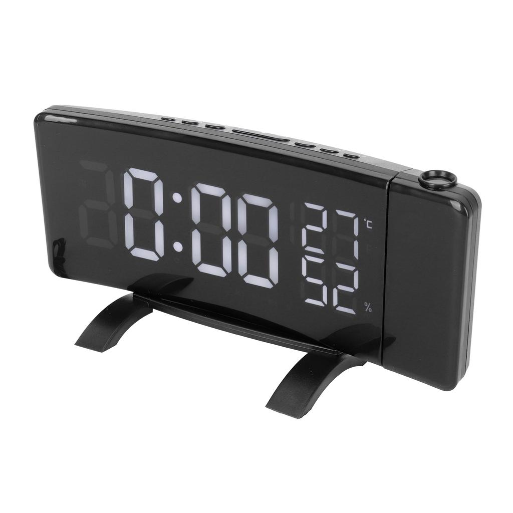 LED Rotatable Projection Alarm Clock Temperature Humidity Gauge with FM Radio USB Charging