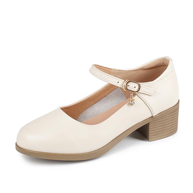 Fashion AIYUQI Women's Shoes Autumn 2025 New Mid-heeled Genuine Leather Mom Shoes Large Size Fashion Non-slip Women's Shoes