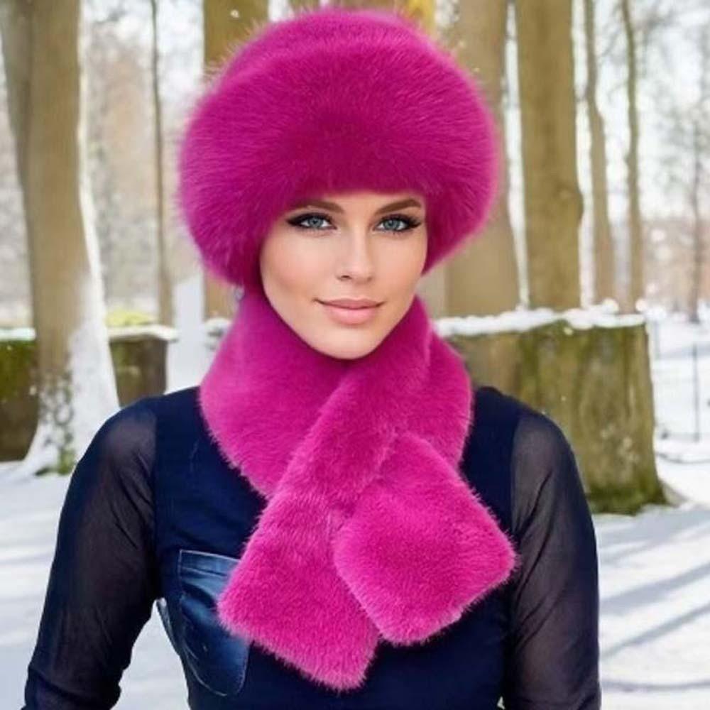 Windproof Russian Style Beanie Thickened Faux Mink Headwear Cossack Hat Set  Commuting