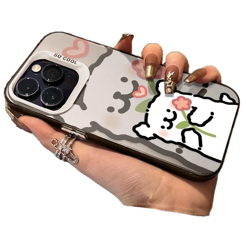 Cute Puppy Applies Apple 15 Colored Silver iPhone14Pro Creative 11promax Matte 16 Protective Case 17