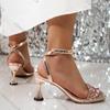 Fashion Comemore Summer Women Sandals New Large Size 36-43 Fashion Rhinestone High-heeled Women's Shoes Party Buckle Strap Dress Shoes
