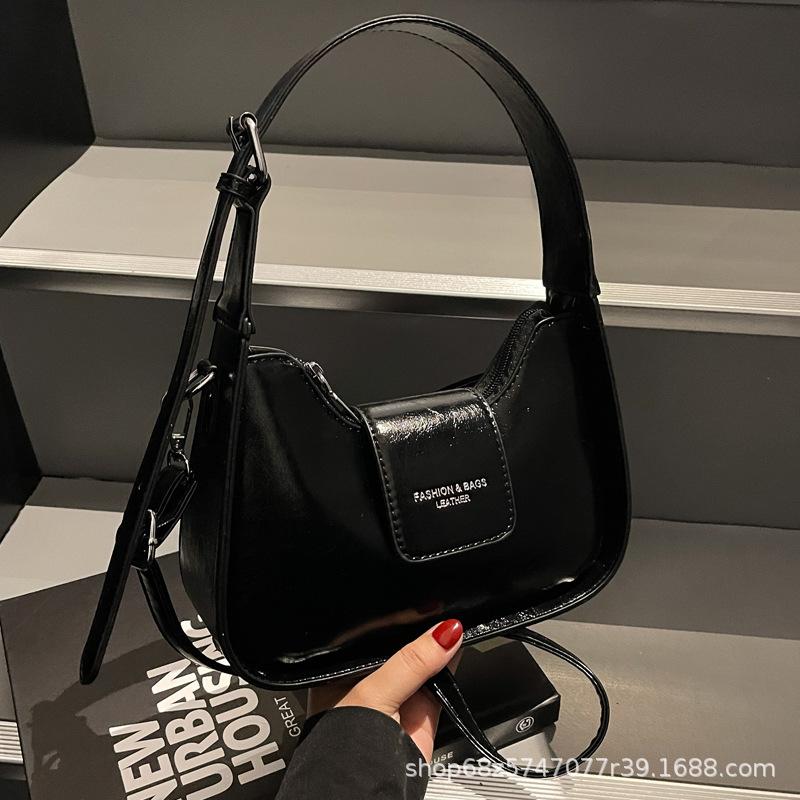 Simple underarm bag women's new trendy popular texture niche baguette bag fashionable versatile single shoulder crossbody crescent bag