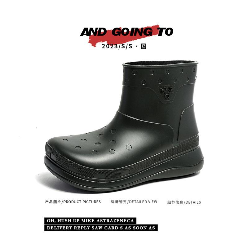 

Rain shoes men s new fashionable and simple short water shoes warm thick sole soft sole comfortable outer wear rubber shoes overshoes 44 зелений