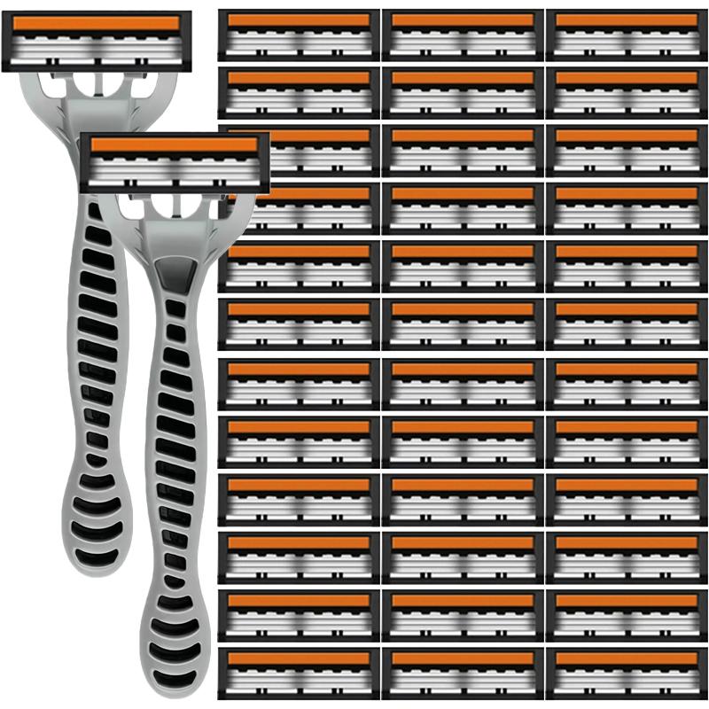 

3-Layer Razor Head Manual Shaver, Blade Razor Safety Shaving Beard Moustache Manual Shaver Set