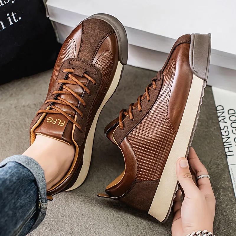 Moda Retrô Marrom Tênis Baixos Masculinos Tamanho Grande 45 Respirável Sapatos Planos Tênis Homens Com Cadarço Tênis Casuais Zapatillas Hombre