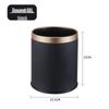 Light Luxury 12L Black Double Layer Trash Can with Gold Trim