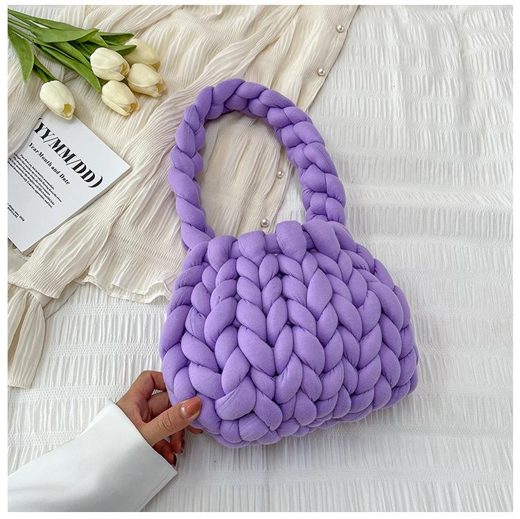 ins handmade knitted bag DIY material bag homemade coarse wool bag Icelandic thread bag armpit bag shoulder bag homemade trendy