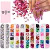 12-Grid Nail Art & Makeup Set: Laser Sequins, Butterfly, Star, Geometric Shapes, Hot Stamping Adhesive