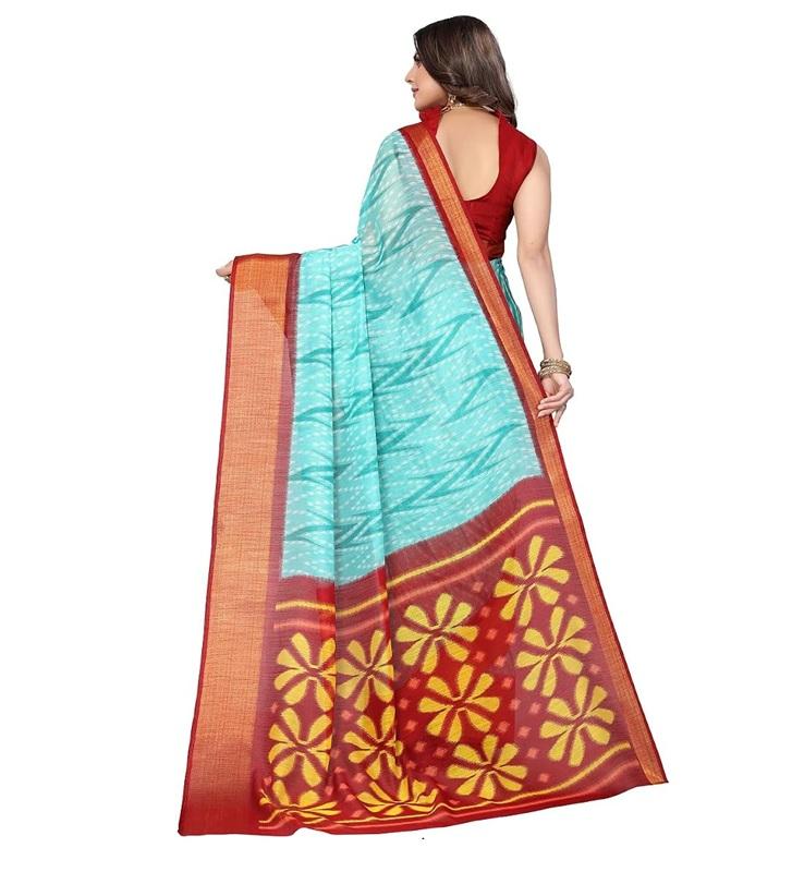 TreegoArt Fashion Women's Bhagalpuri Cotton Printed Saree With Unstitched Blouse Piece - Pack Of 1