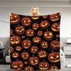 Fun Halloween Holiday Throw Blanket Spooky Pumpkin Ghost Spider Cat Print Soft Warm Blanket for Home Indoor Relaxation Daily Use
