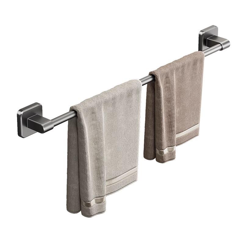 Two Layer Punch-Free Towels Holder Bar Bathroom Storage Rack Towel Rack Organizer Wall-Mounted Towel Shelf
