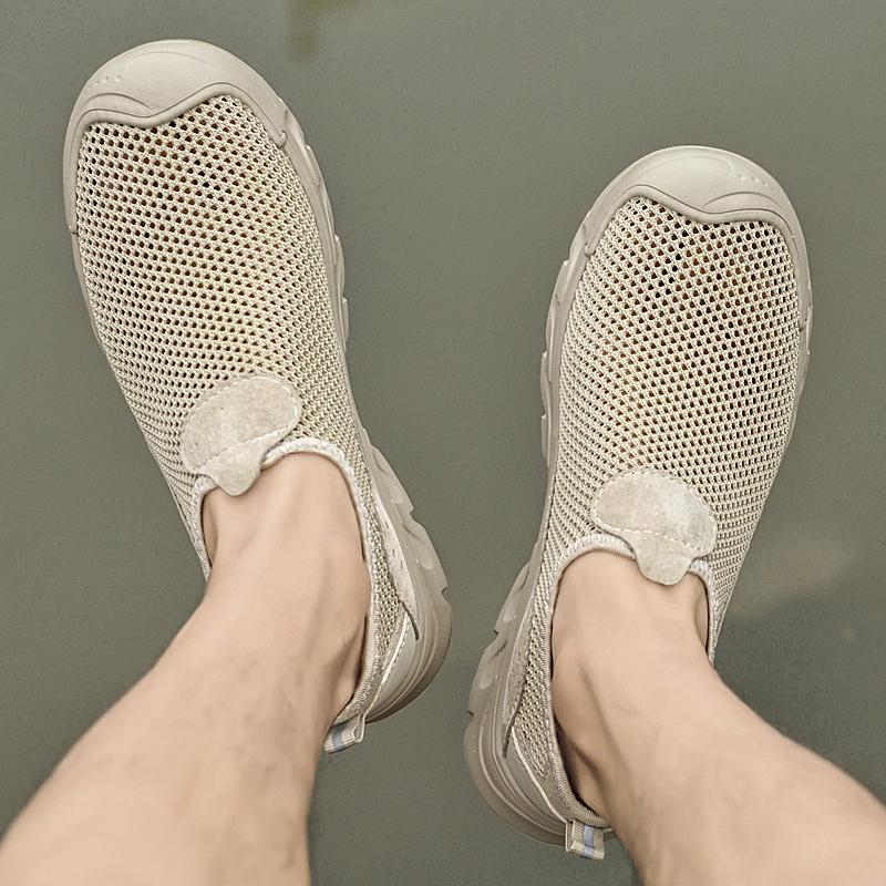 Fashion Men Handmade Casual Loafers Summer Outdoor Shoes Breathable Mesh Shoes Outdoor Non-slip Walking Shoes New Comfortable Sneakers