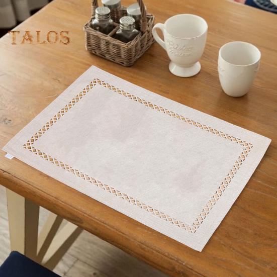 Waterproof Placemat Geometric Hollow Out Square Shape Thickened Heat-Resistant Non-Slip Parties Weddings Banquets Table Decoration Dining Kitchen Mat