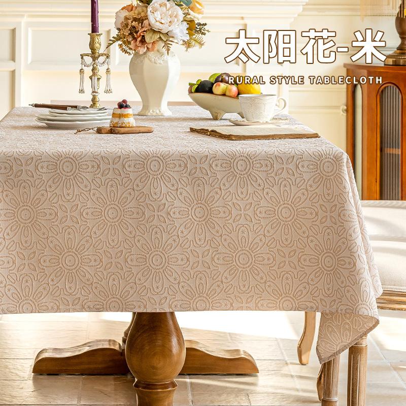 New Home Decoration of Faux Linen Tablecloth TV Cabinet Cover Cloth French Living Room Tablecloth Luxury Retro Tablecloth Simple