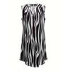 Abstracte rimpelprintjurk, casual V-hals mouwloze jurk, dameskleding