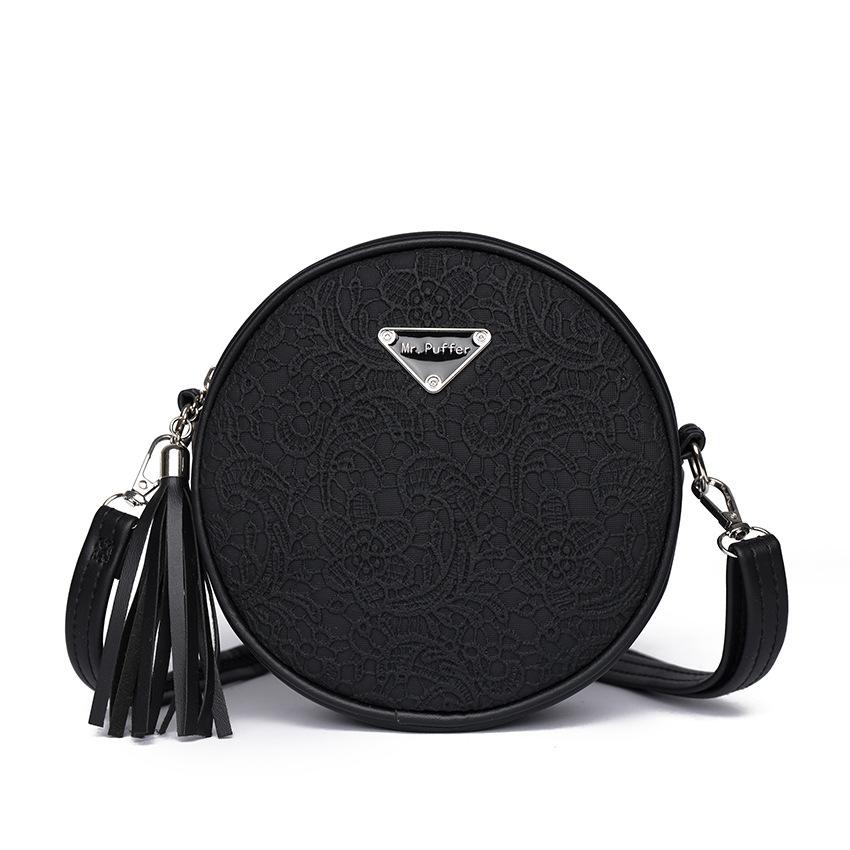 Crossbody Bag for Women Korean Style Fashion Trend Versatile Embossed Mini Round Bag Zipper Shoulder Bag